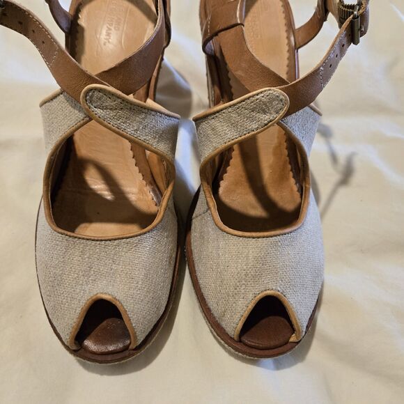 Timberland Marge Heel Peep Toe Shoe Sandal Tan Brown 9 Y2K - Picture 13 of 14